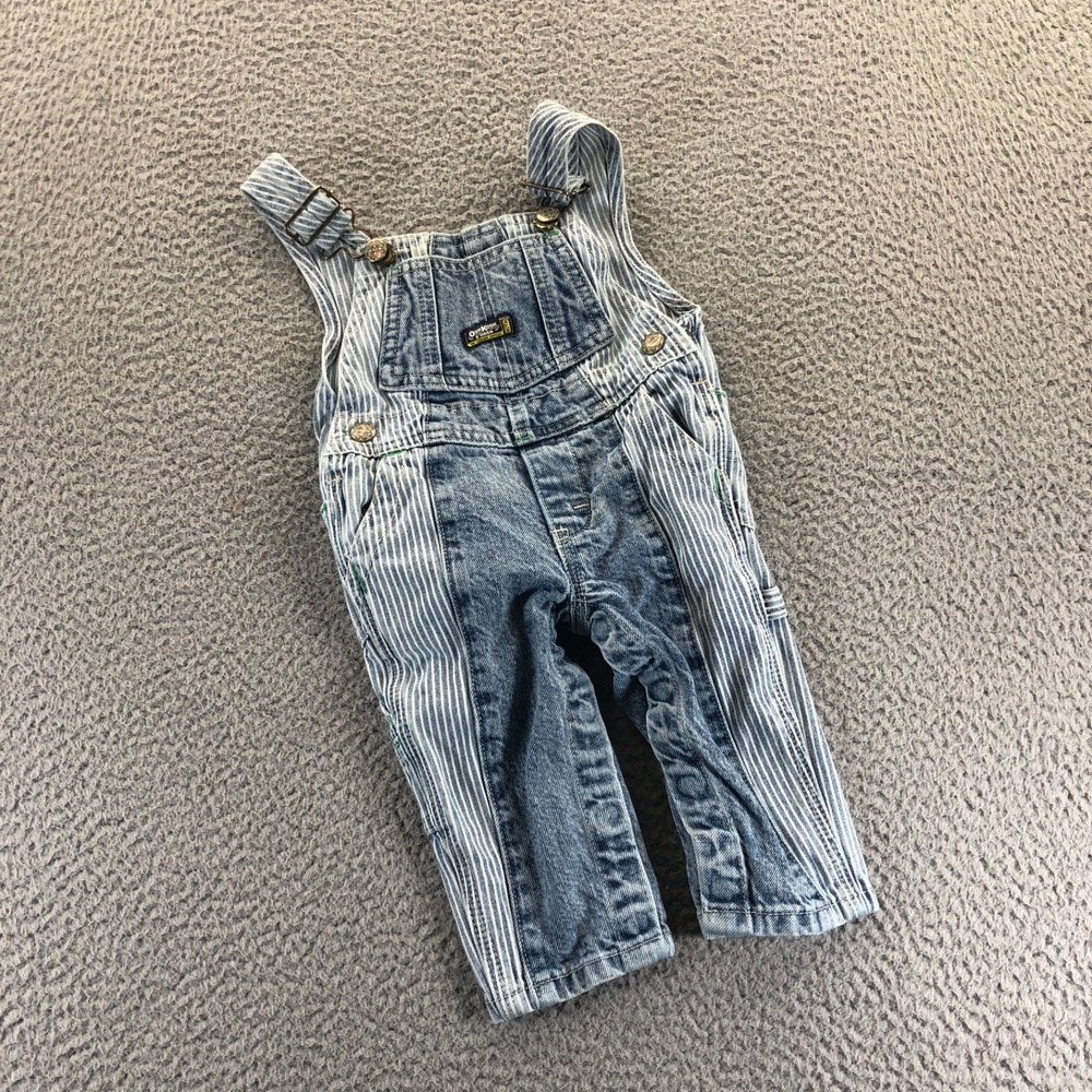 Kith x Oshkosh B'Gosh Overalls 6-12 Months Denim Hickory Striped Bib